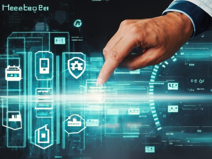 Healthcare professional using advanced digital technology in a clinical setting