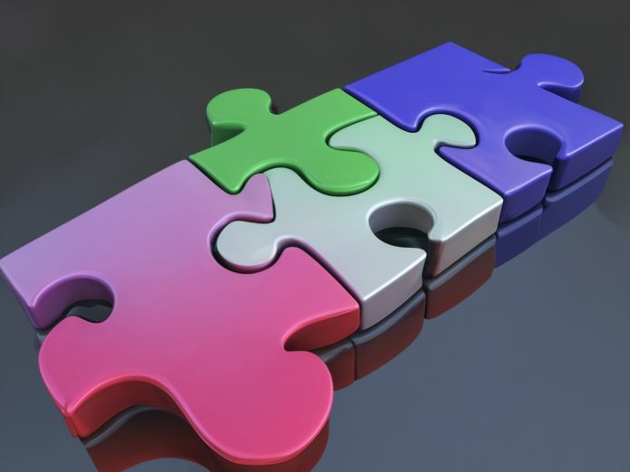 An abstract digital puzzle representing AI intelligence benchmarks