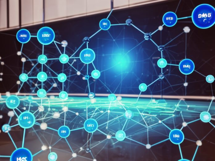 Scientists using AI technology in a high-tech lab for biological research.