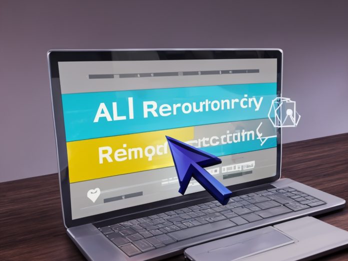 AI interface engaging with job applicants in a modern workspace