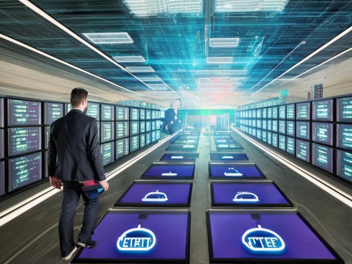 Futuristic tech lab unveiling new AI models