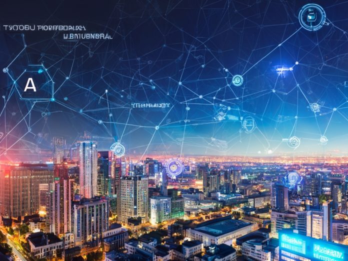 A vibrant UK cityscape reflecting AI-driven growth and innovation