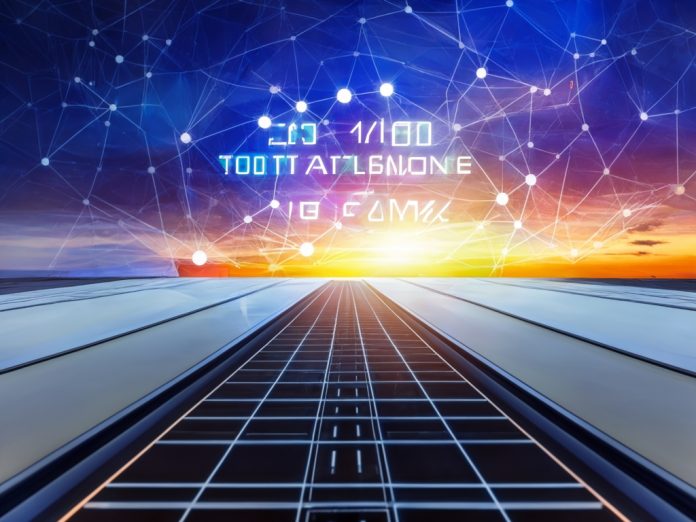Futuristic representation of technology and collaboration between two countries