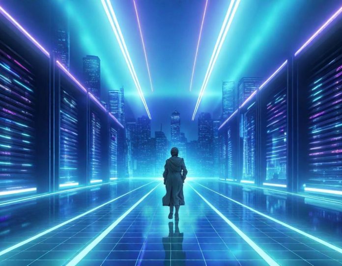 Digital representation of global financial investments flowing between international landmarks with futuristic technology elements