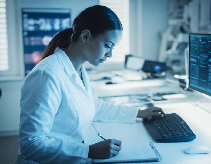 Scientist conducting advanced research in a high-tech laboratory environment