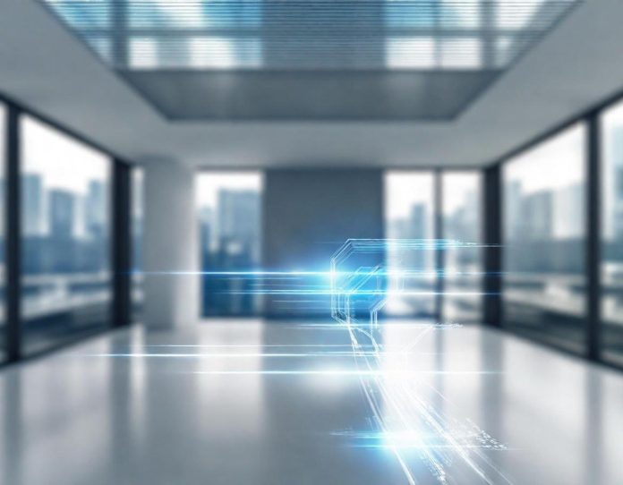 Abstract visualization of data analysis in professional environment representing algorithmic decision processes