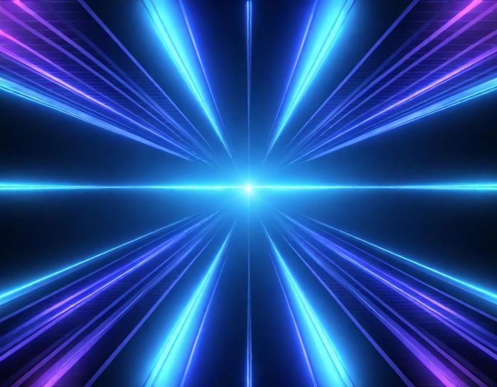 Futuristic circuit board with glowing data pathways representing AI inference optimization technology