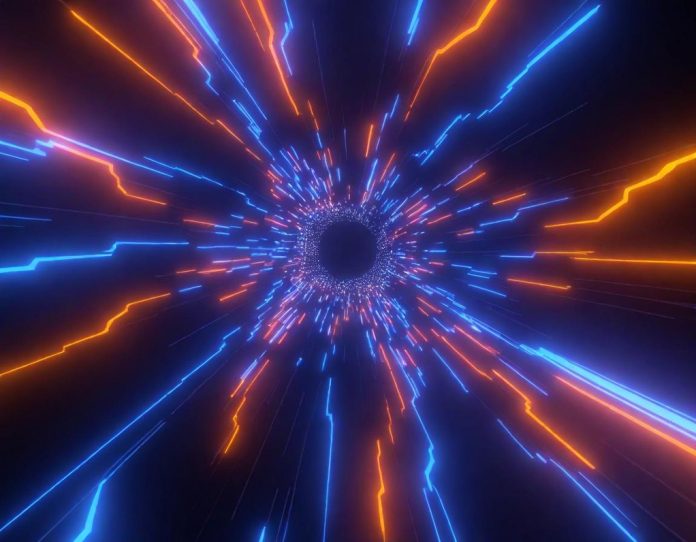 Futuristic circuit board with glowing connections representing global AI network expansion