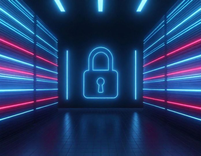 Digital security lock being compromised by AI-generated data streams in a cybersecurity environment