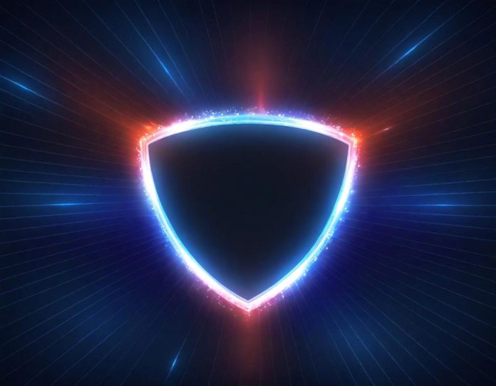 Abstract visualization of digital security protection around network connections