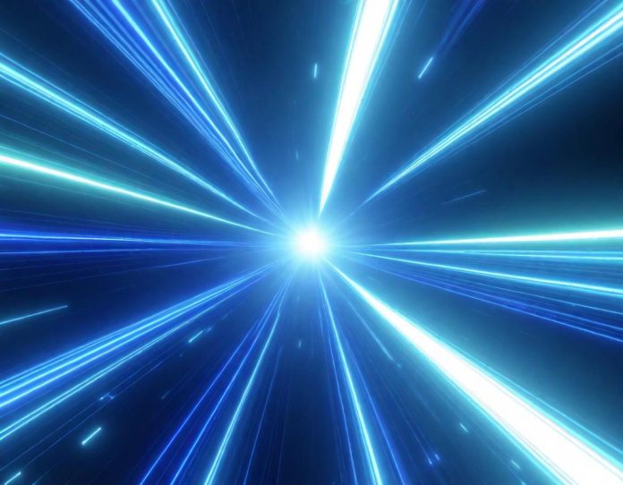 Abstract visualization of digital data streams and network connections representing AI bot traffic on the internet