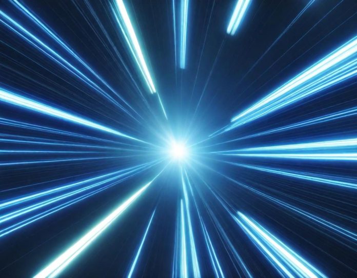 Abstract visualization of data flowing through interconnected nodes representing enterprise data analysis