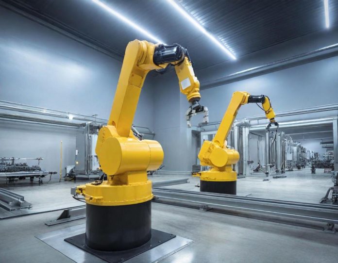 Advanced robotic automation system performing precision assembly work in modern industrial setting