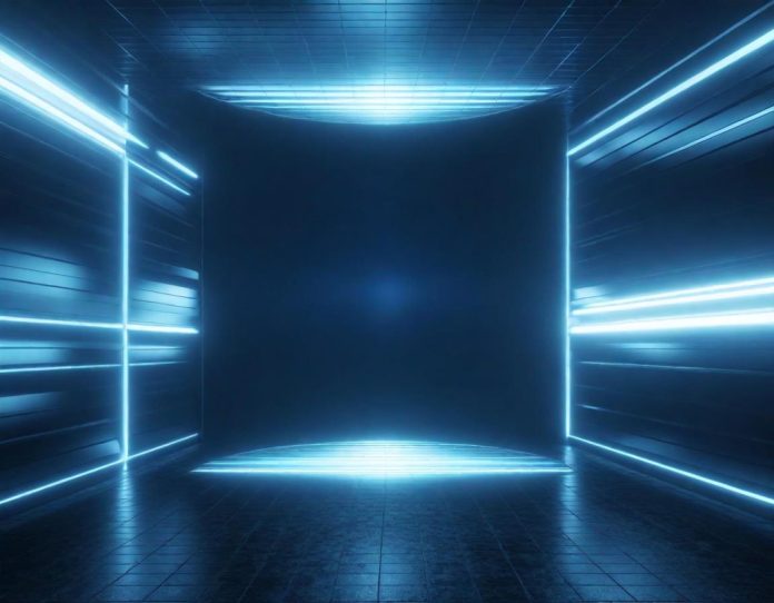 Advanced video generation software interface creating cinematic content in a professional studio setting