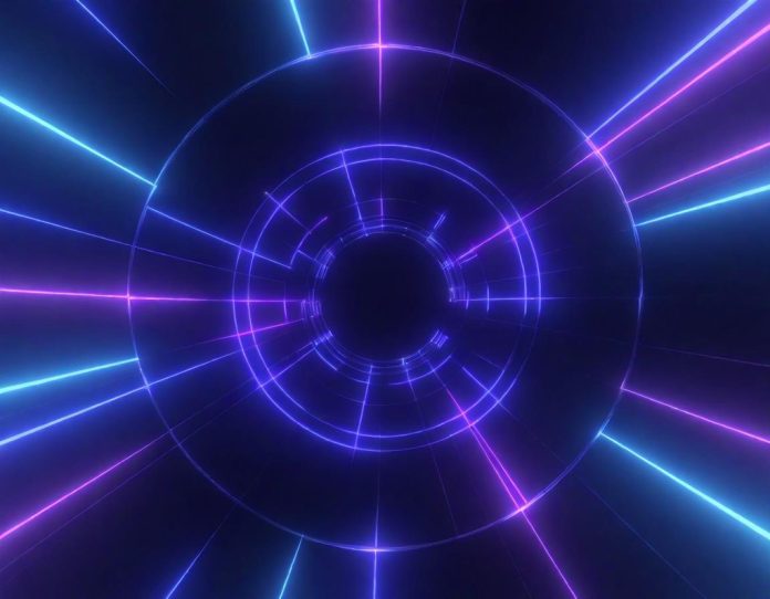 Abstract visualization of artificial intelligence neural network connections with glowing data pathways