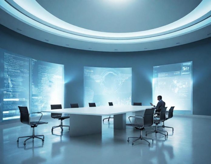 International leaders and technology experts discussing artificial intelligence governance at a global summit