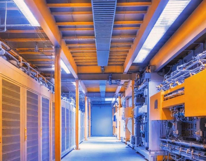 Thermal visualization of data center infrastructure showing heat buildup from intensive computing processes