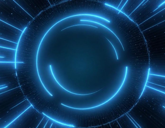 Visual representation of global data flows connecting continents with glowing network lines