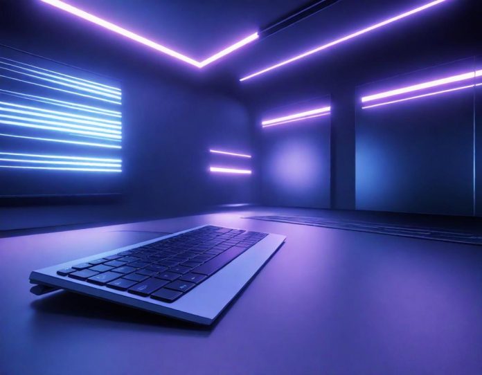 Digital interface showing music creation tools with futuristic design elements