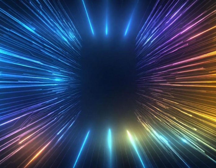 Dynamic visualization of interconnected technology nodes representing AI development and global connections