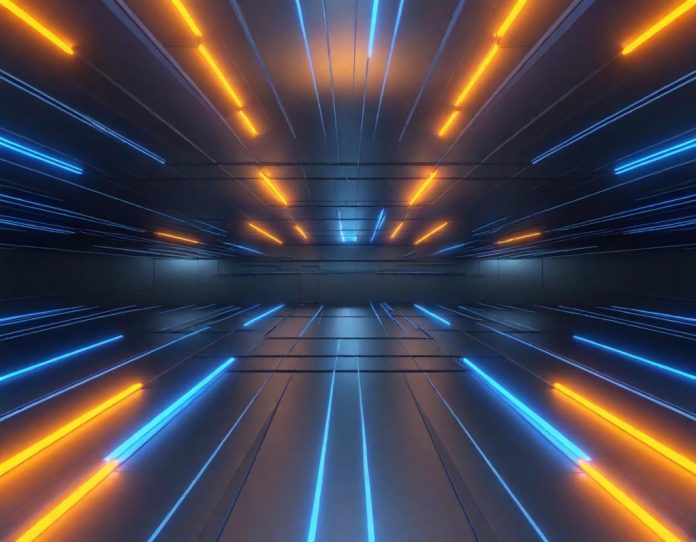 Abstract representation of AI processing on the edge with glowing circuit elements